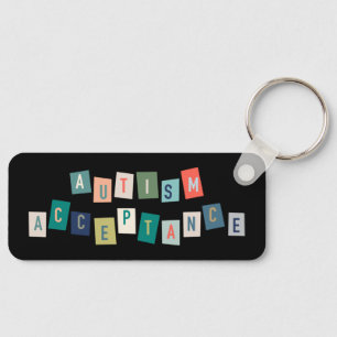 Autism Acceptance Black Background Key Ring