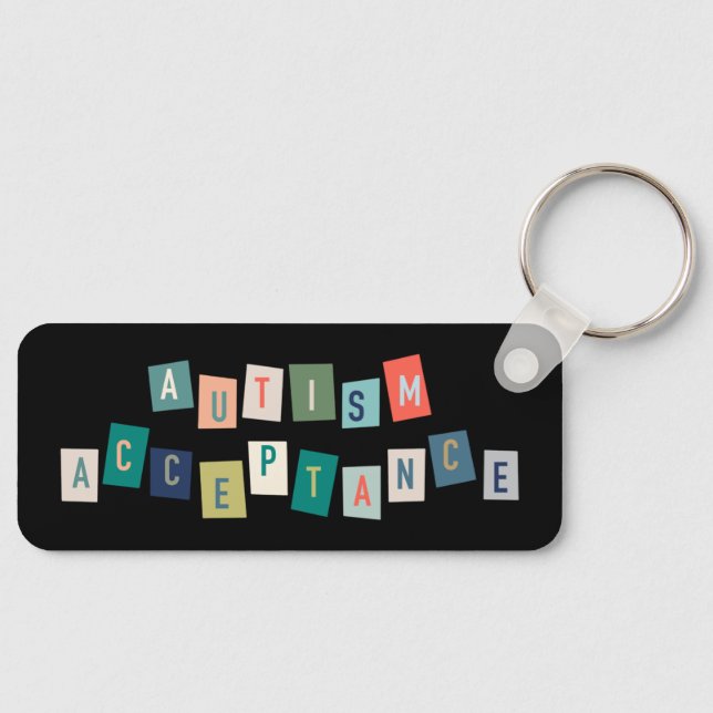 Autism Acceptance | Black Background Key Ring (Front)