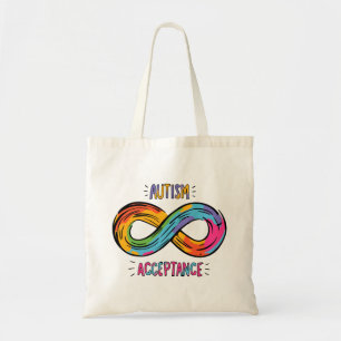 Autism Acceptance Colorful Rainbow Infinity Symbol Tote Bag