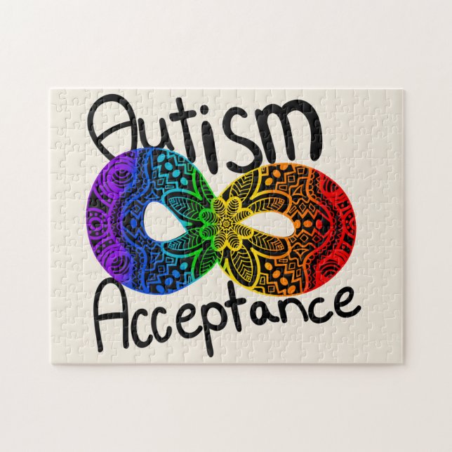 Autism Acceptance Colourful Rainbow Infinity Symbo Jigsaw Puzzle (Horizontal)