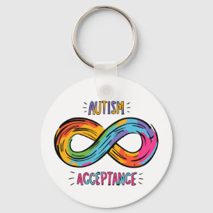 Autism Acceptance Colourful Rainbow Infinity Symbo Key Ring