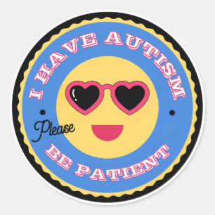 Autism Acceptance Emoji Face With Heart Sunglasses Classic Round Sticker
