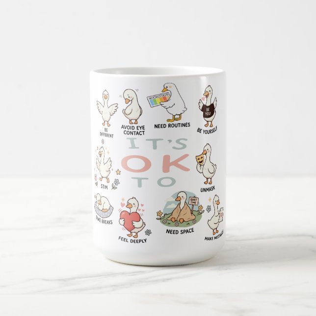 Autism Acceptance Goose | It’s OK To Be Different  Coffee Mug (Center)