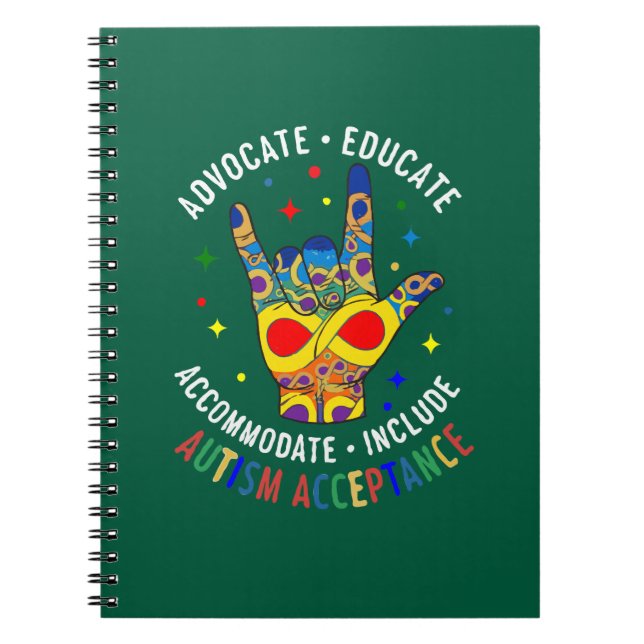 Autism Acceptance ILY Hand Sign – Neurodiversity  Notebook (Front)