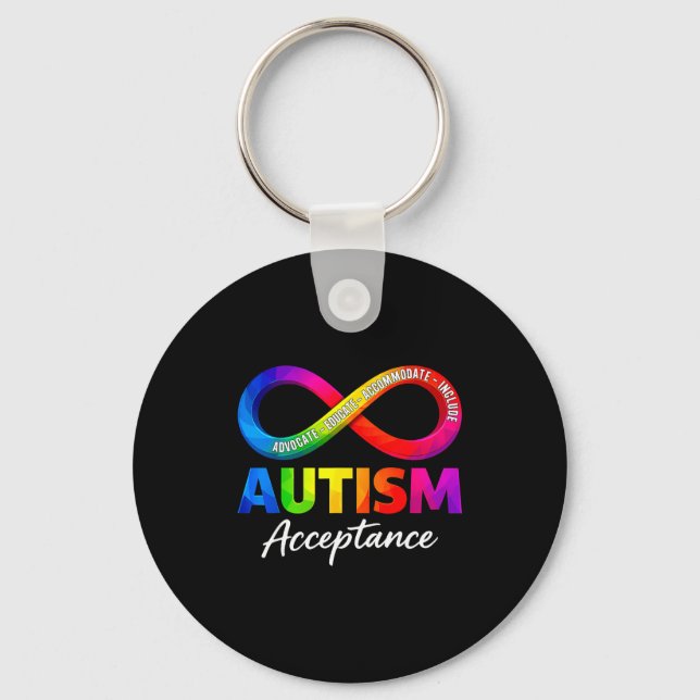 Autism acceptance infinity symbol autism awareness key ring (Front)