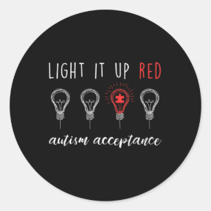 Autism Acceptance Light It Up Red #redinstead Classic Round Sticker