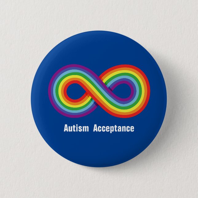 Autism Acceptance Rainbow Infinity 6 Cm Round Badge (Front)