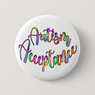 Autism Acceptance Rainbow Typography 6 Cm Round Badge