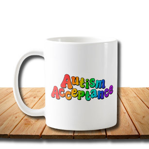 Autism Acceptance Rainbow Typography Coffee Mug