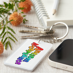 Autism Acceptance Rainbow Typography Key Ring