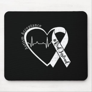 Autism Acceptance Red Instead Heart Awareness Men Mouse Mat