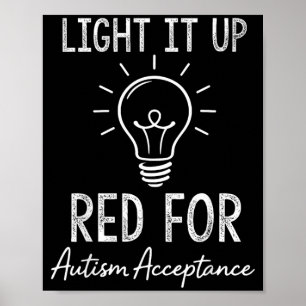 Autism Acceptance Red Instead Heart Awareness Men Poster