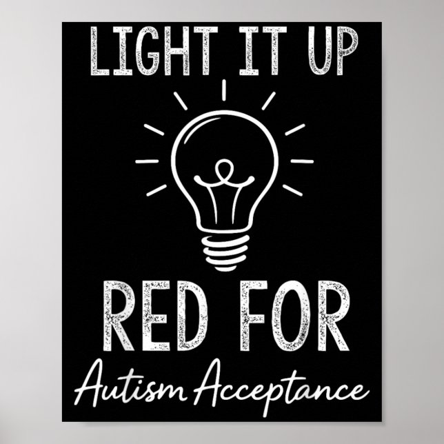 Autism Acceptance Red Instead Heart Awareness Men Poster (Front)
