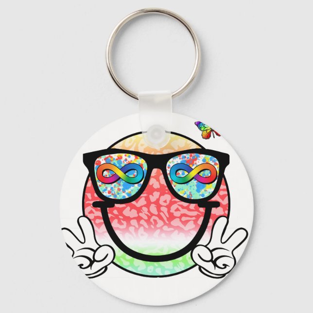autism acceptance smiley (2 key ring (Front)