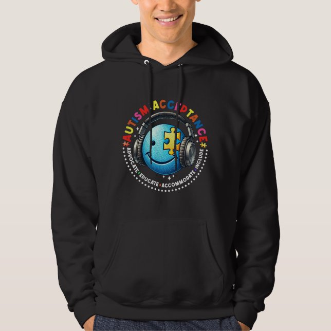 autism acceptance smiley  hoodie (Front)