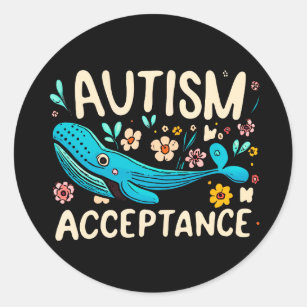 Autism Acceptance Whale Classic Round Sticker