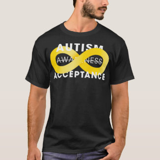 Autism Acceptance With Gold Infinity T-Shirt