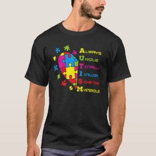 Autism Acronym And Puzzle Piece Autism Awareness H T-Shirt