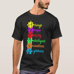 Autism Acronym And Puzzle Piece Fun Autism Awaren T-Shirt