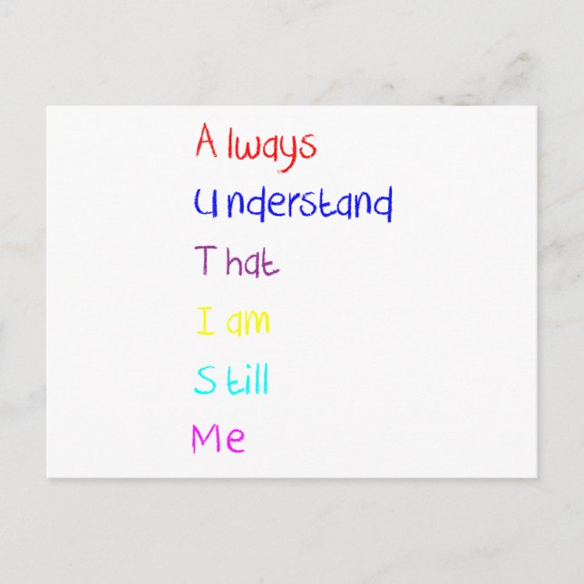 Autism Acrostic Poem Crayon Postcard (Front)