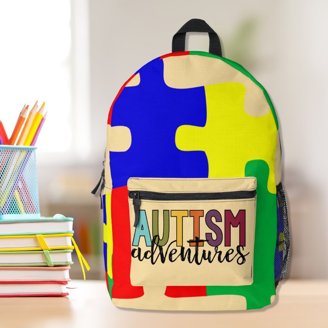 Autism Advertures - Puzzle Pieces  Printed Backpack (Creator Uploaded)