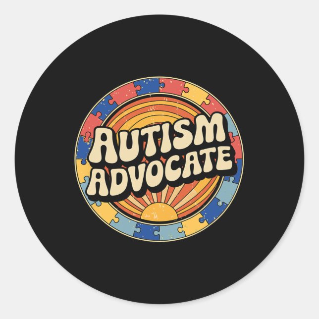 Autism Advocates Graphic Puzzle Design Support Awa Classic Round Sticker (Front)