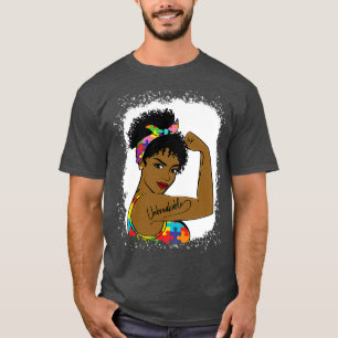 autism afro mom unbreakable world autism awareness T-Shirt