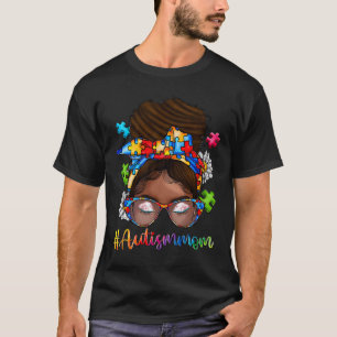 Autism Afro Mum Curly Hair American African Autism T-Shirt