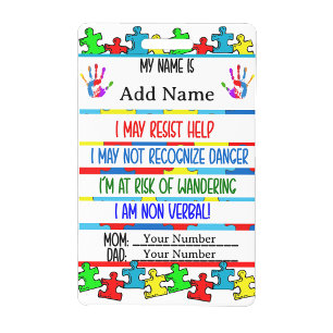 Autism Alert Nonverbal Autistic Contact Badge ID Badge