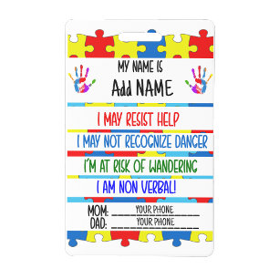Autism Alert Nonverbal Autistic ID Badge