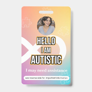 Autism Alert Photo ID Alert Badge