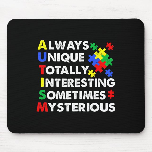 Autism Always Unique  Mouse Mat (Front)
