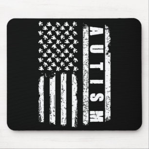 Autism  American Flag Autism Awareness Puzzle vint Mouse Mat
