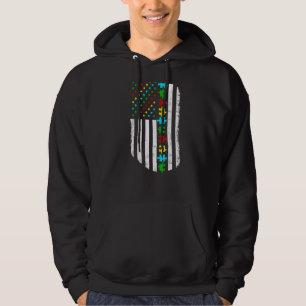 Autism American Flag Autism Mum Autism Awareness M Hoodie