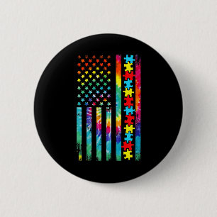 Autism American Flag Tie Dye Autism Awareness For 6 Cm Round Badge