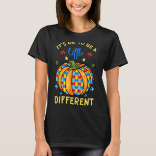 Autism Asd Awareness Puzzle Pieces Pumpkin Hallowe T-Shirt