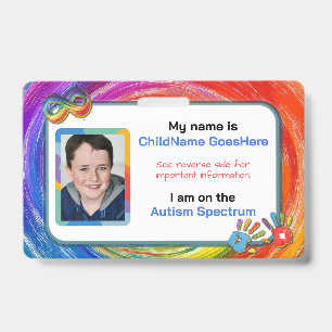 Autism Assistance Identification Card ID Badge