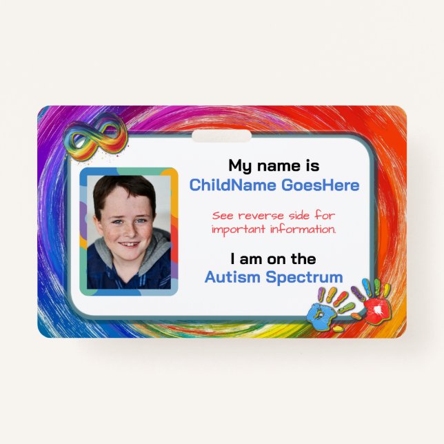 Autism Assistance Identification Card ID Badge (Front)