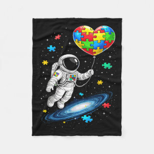 Autism astronaut balloon autism awareness space fleece blanket