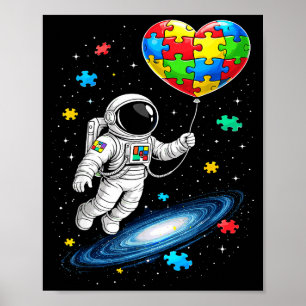 Autism astronaut balloon autism awareness space poster