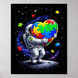 Autism astronaut balloon autism awareness space poster