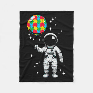 Autism astronaut puzzle balloon cute asd awareness fleece blanket