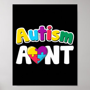 Autism Aunt Awareness Puzzle Pieces Colours Gift  Poster