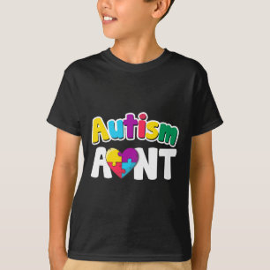Autism Aunt Awareness Puzzle Pieces Colours Gift T-Shirt