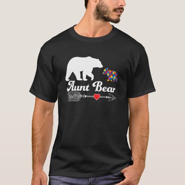 Autism Aunt Bear Autistic Awareness Aunt Support L T-Shirt (Front)