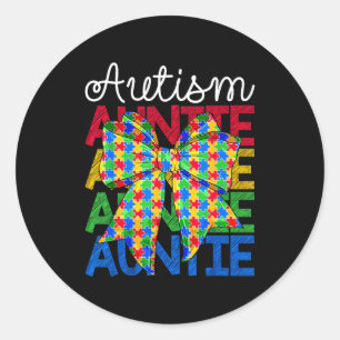 Autism auntie aunt autism awareness day coquette classic round sticker