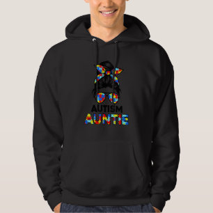 Autism Auntie Messy Bun Autism Awareness Aunt Hoodie