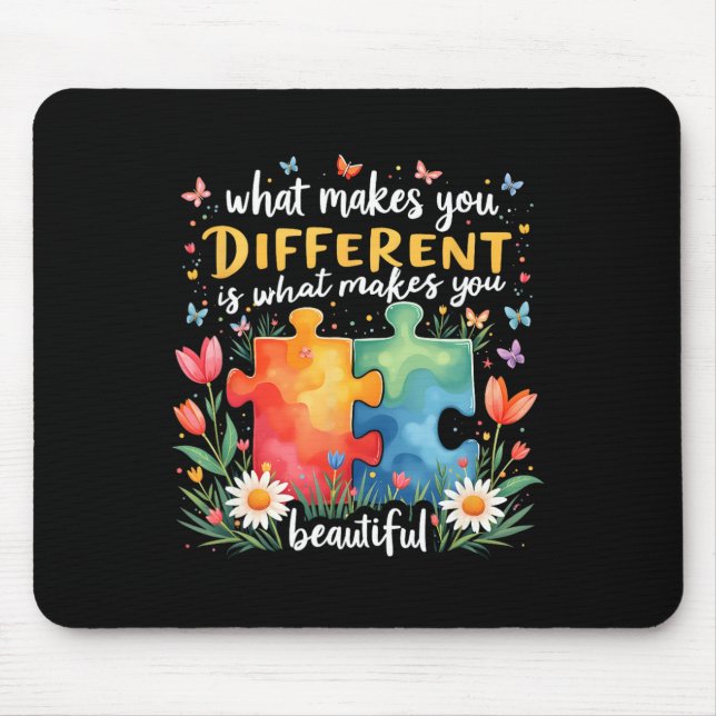 Autism Autism Awareness Different Is Beautiful  Mouse Mat (Front)