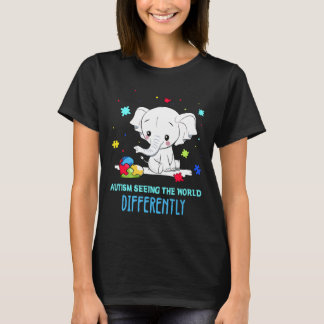 Autism-Autism Elephant Autism Seeing The World Dif T-Shirt