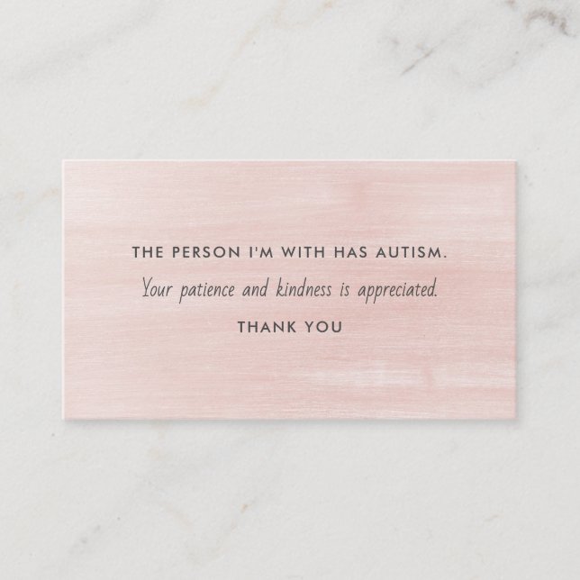 Autism Autistic Patience Kindness Information   Business Card (Front)